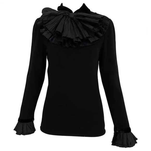 VALENTINO Vintage 80’s Cashmere Ruffle Bow Sweater - Picture 16 of 16